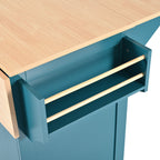 K&K 55.7'' Large Kitchen Island with 2 Drop Leaf,, Rolling Kitchen Cart on 5 Wheels with Power Outlet, Folding Storage Dining Table with Spice & Towel Rack , 3 Drawers, for Kitchen, Dining Room,Green - Grand Goldman Shop