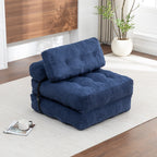Folding Sofa Bed, Convertible Sleeper Chair with Pillow Foldable Mattress with Back Support, Portable Fold Out Chair Bed Comfy Floor Sofa Lounge for Living Room Bedroom, Dark Blue, Single - Grand Goldman Shop