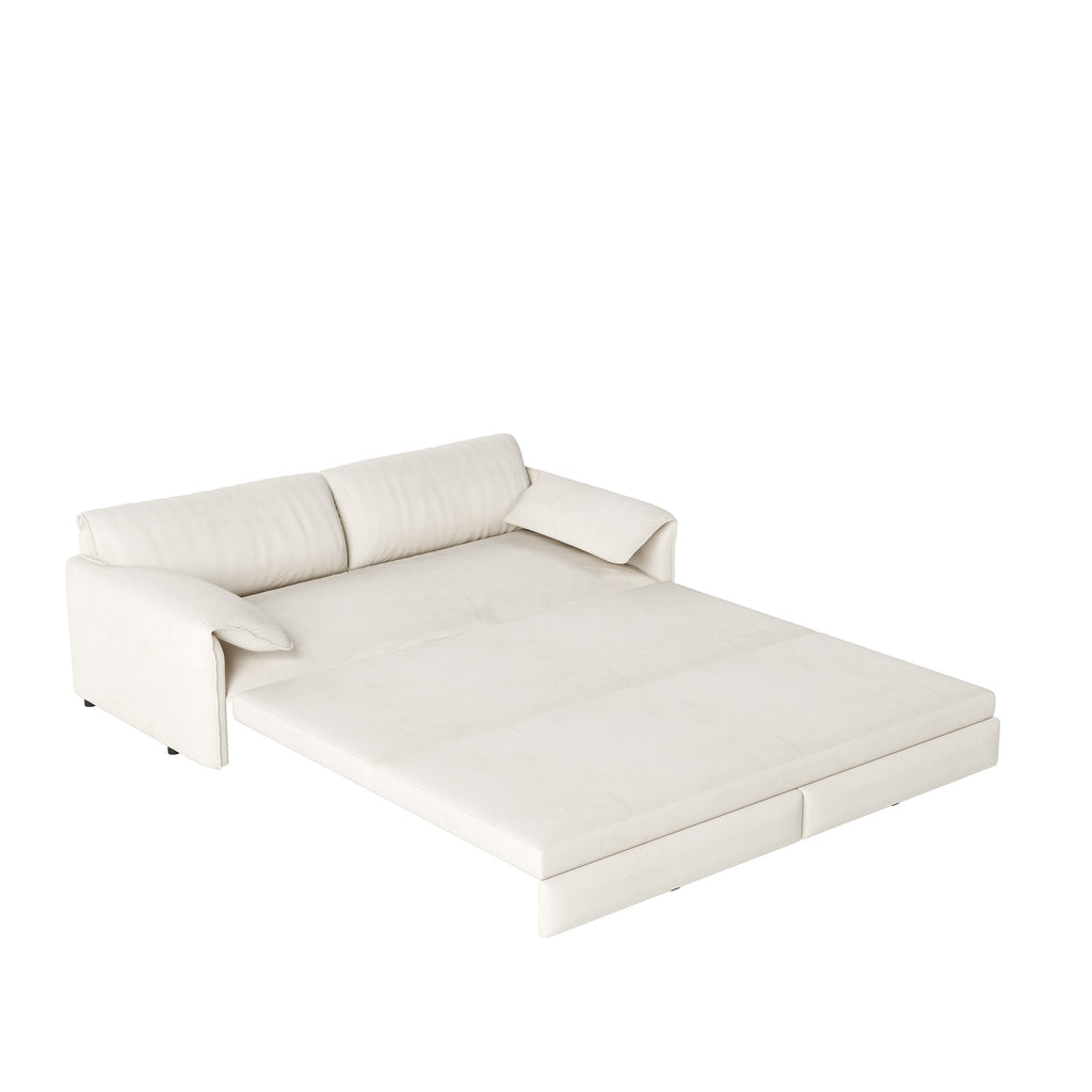 66' Queen Pull Out Sofa Bed, 3-in-1 Convertible Sleeper Sofa with Side Storage,Multi-Functional Velvet Loveseat Bed for Living Room - Grand Goldman Shop