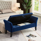 51.5' Bed Bench with Storage Navy Blue Velvet - Grand Goldman Shop