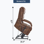 Power Brown Leatheraire Lift Recliner Chair Dual Motor Infinite Position Up to 350 LBS with Solid Wood Armrests, Heat Massage and Heavy Duty Motion Mechanism - Grand Goldman Shop