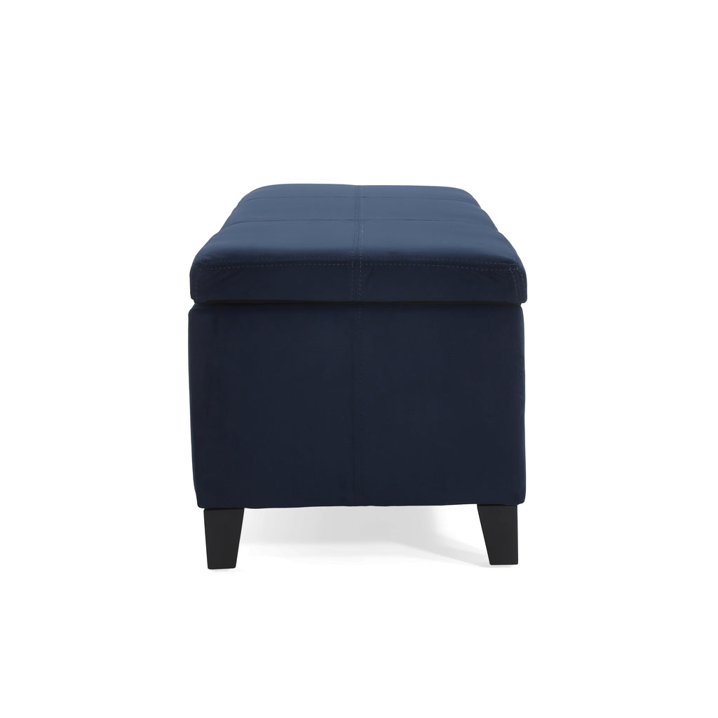 Indoor Dark Blue Storage Ottoman Bench - 51.25''L Upholstered Entryway Bench with Hidden Storage, 300lbs Weight Capacity for Living Room, Bedroom & Hallway - Grand Goldman Shop