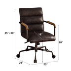 Harith Antique Slate Top Grain Leather Office Chair with Adjustable Height and Swivel Seat - Grand Goldman