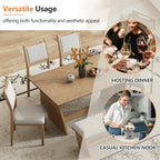 TREXM 6-Piece Retro Dining Table Set for 6, 60' Wood Kitchen Table and Chairs Set of 4 with Bench Designed Trestle Base for kitchen & Dining Room (Natural Wood Wash) - Grand Goldman Shop