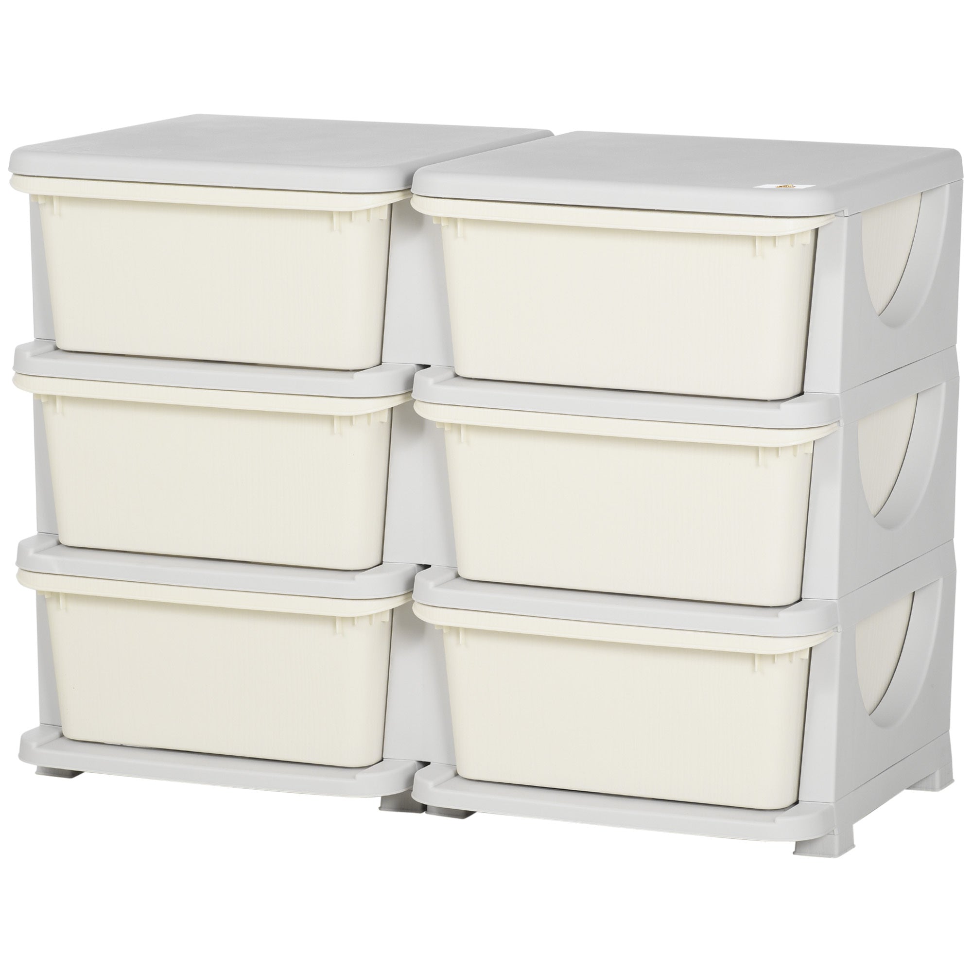 Qaba 3 Tier Kids Storage Unit, 6 Drawer Chest Toy Organizer Plastic Bins for Kids Bedroom Nursery Kindergarten Living Room fo