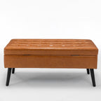 Storage Bench with Storage Bench for Bedroom End of Bed Bench Foot of Bed Bench Entryway Bench Storage Ottoman Bench 43.3' W x 17.7' Brown Leather Bench - Grand Goldman Shop
