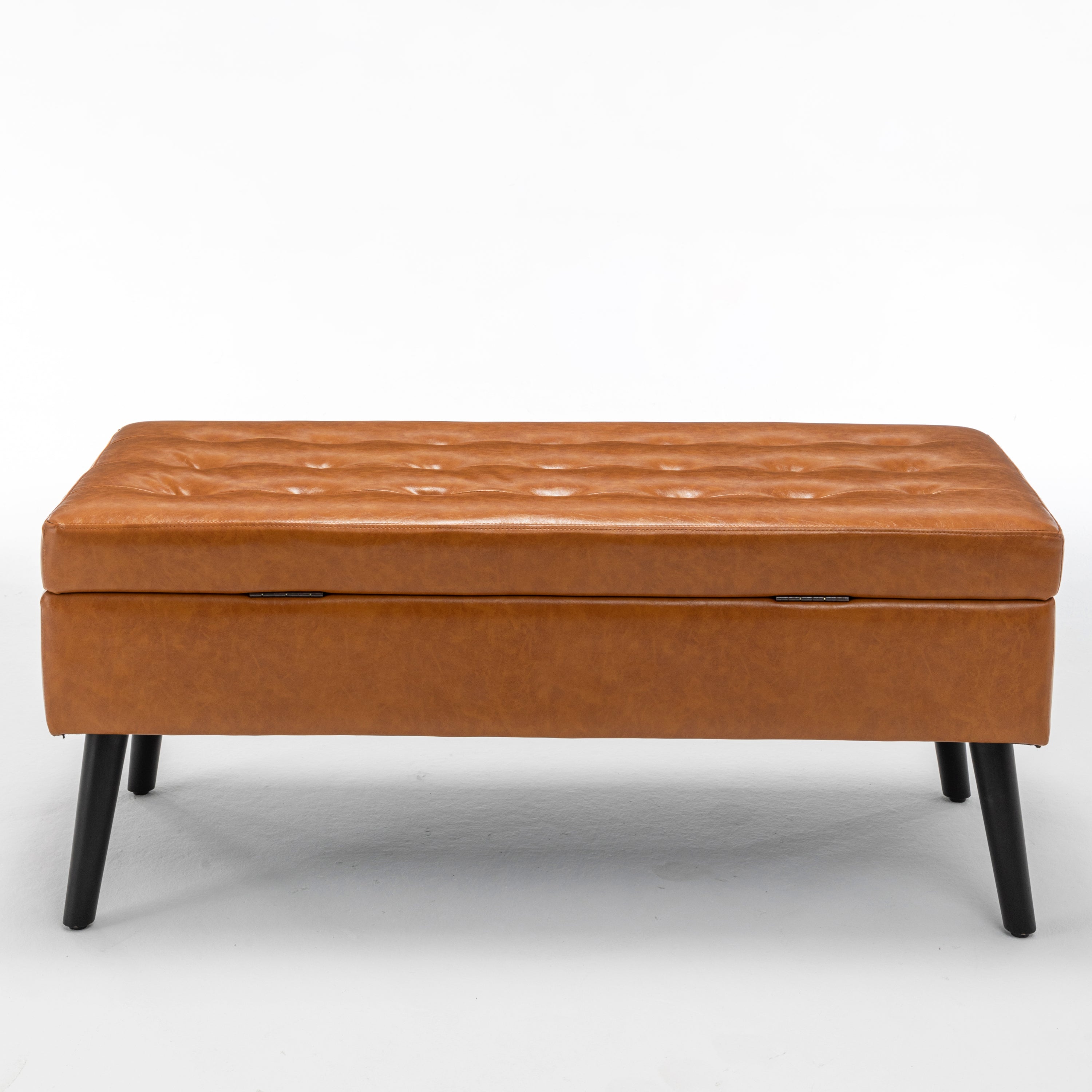 Storage Bench with Storage Bench for Bedroom End of Bed Bench Foot of Bed Bench Entryway Bench Storage Ottoman Bench 43.3' W x 17.7' Brown Leather Bench - Grand Goldman Shop