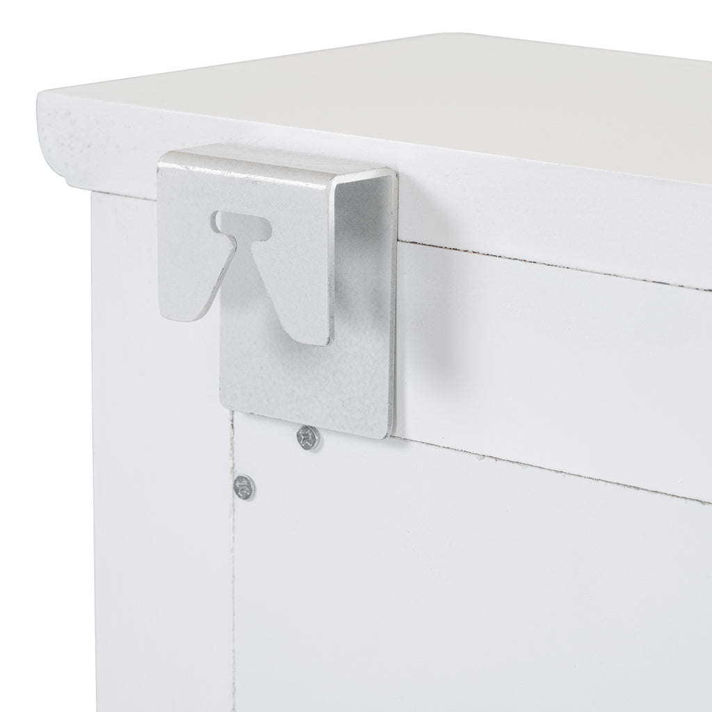 Floating Makeup Vanity with Big Mirror, Wall-Mounted Storage Vanity with Drawers, Pockets & Hooks, Space-Saving Decorative Home Organizer, White, Engineered Wood, 23.8 x 6.1 x 31.8 inches - Grand Goldman Shop