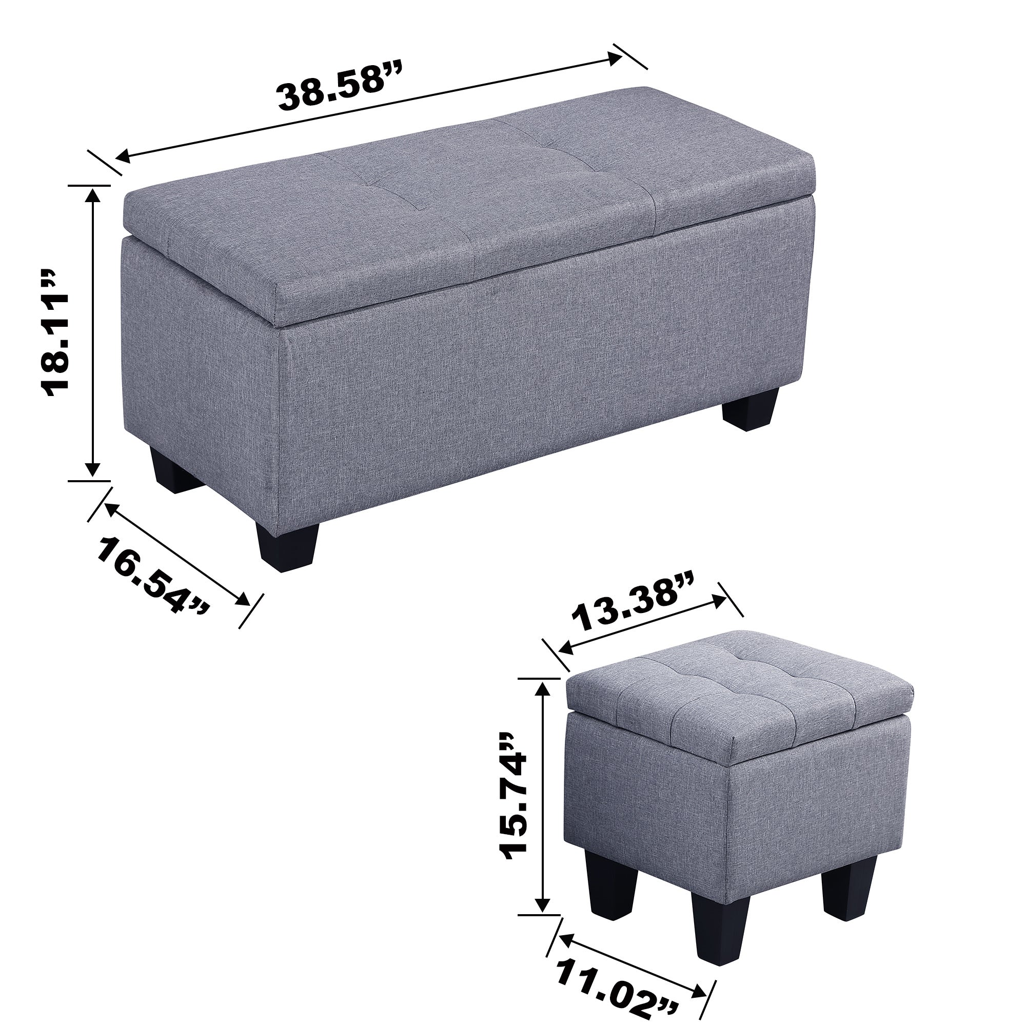 [VIDEO] Large Storage Ottoman Bench Set, 3 in 1 Combination Ottoman, Tufted Ottoman Linen Bench for Living Room, Entryway, Hallway, Bedroom Support 250lbs - Grand Goldman Shop