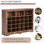ON-TREND Sleek Design 24 Shoe Cubby Console, Modern Shoe Cabinet with Curved Base, Versatile Sideboard with High-quality for Hallway, Bedroom, Living Room, Rustic Brown - Grand Goldman Shop