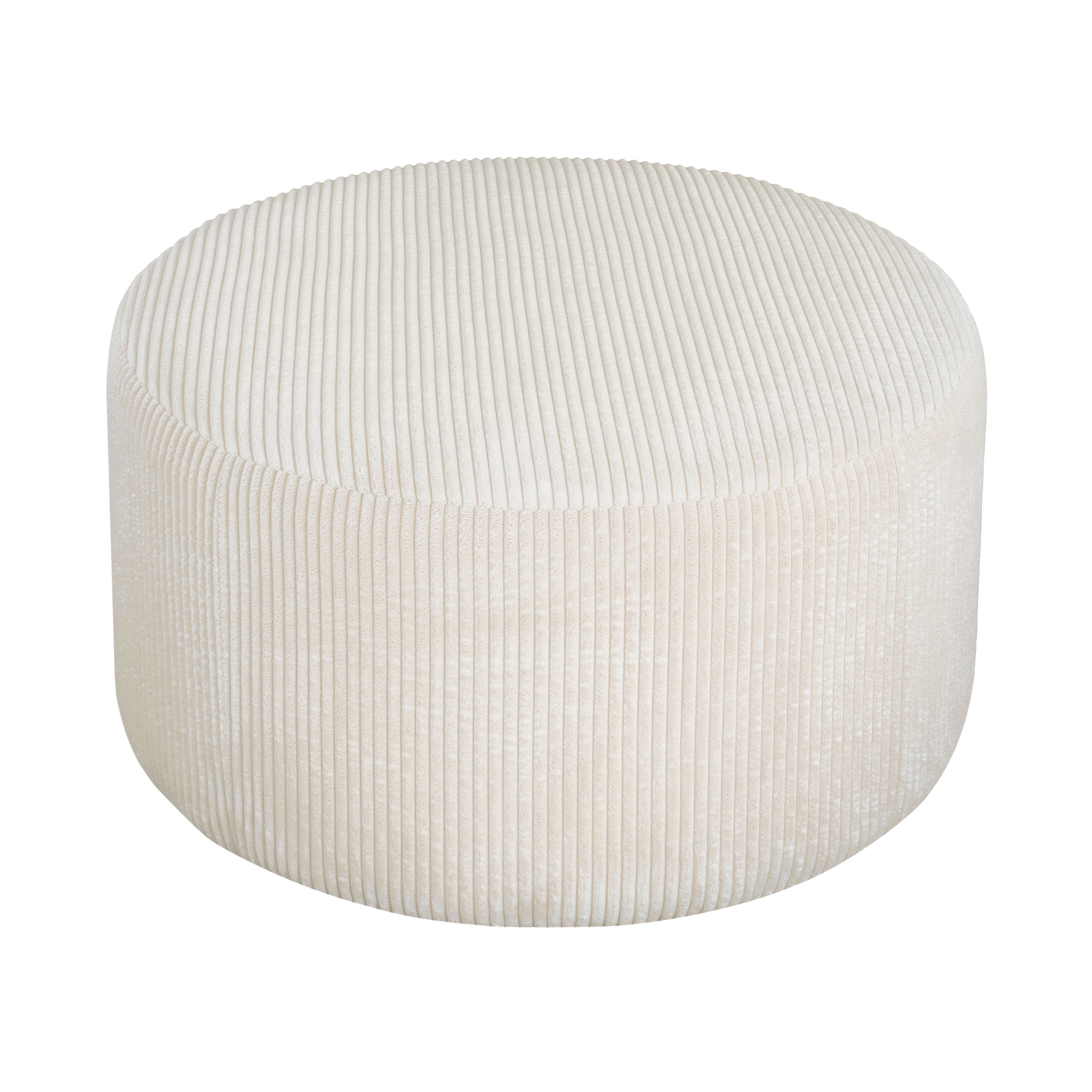Upholstered Round Ottoman,Beige,Corduroy - Grand Goldman Shop