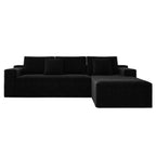 104.3*68.9'Modular sectional sofa seat,Upholstered compressed couch for living room,Bedroom,Apartment,No assembly required,2PC free combination,Plush corduroy fabric,BLACK - Grand Goldman Shop