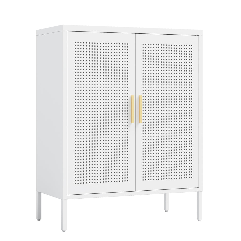 NO LOCK, Metal Storage Cabinet with 2 Doors and 2 Adjustable Shelves, Steel Storage Cabinet, Metal File Cabinet for Home Offi