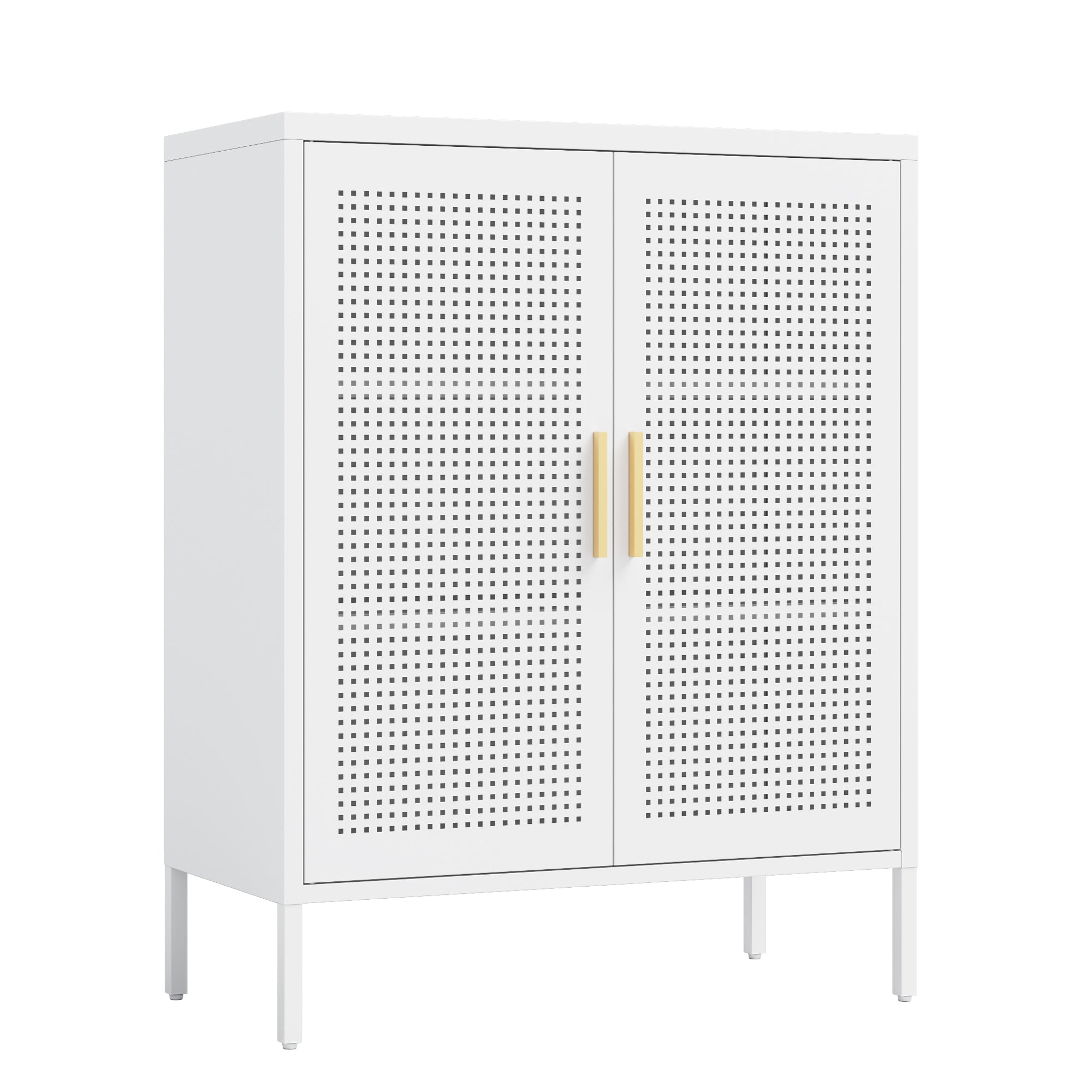 NO LOCK, Metal Storage Cabinet with 2 Doors and 2 Adjustable Shelves, Steel Storage Cabinet, Metal File Cabinet for Home Offi