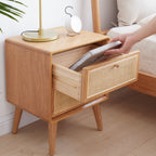 Pure Solid Wood Bedside Cabinet Modern Simple Nightstands North America Oak Bedside Cabinet Nordic Bedroom Solid Oak Storage Cabinet 0.4m - Grand Goldman Shop