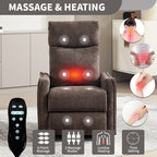 Heat Massage Manual Recliner Chair with Rocker and Swivel in Fabric for Living Room, Brown - Grand Goldman Shop