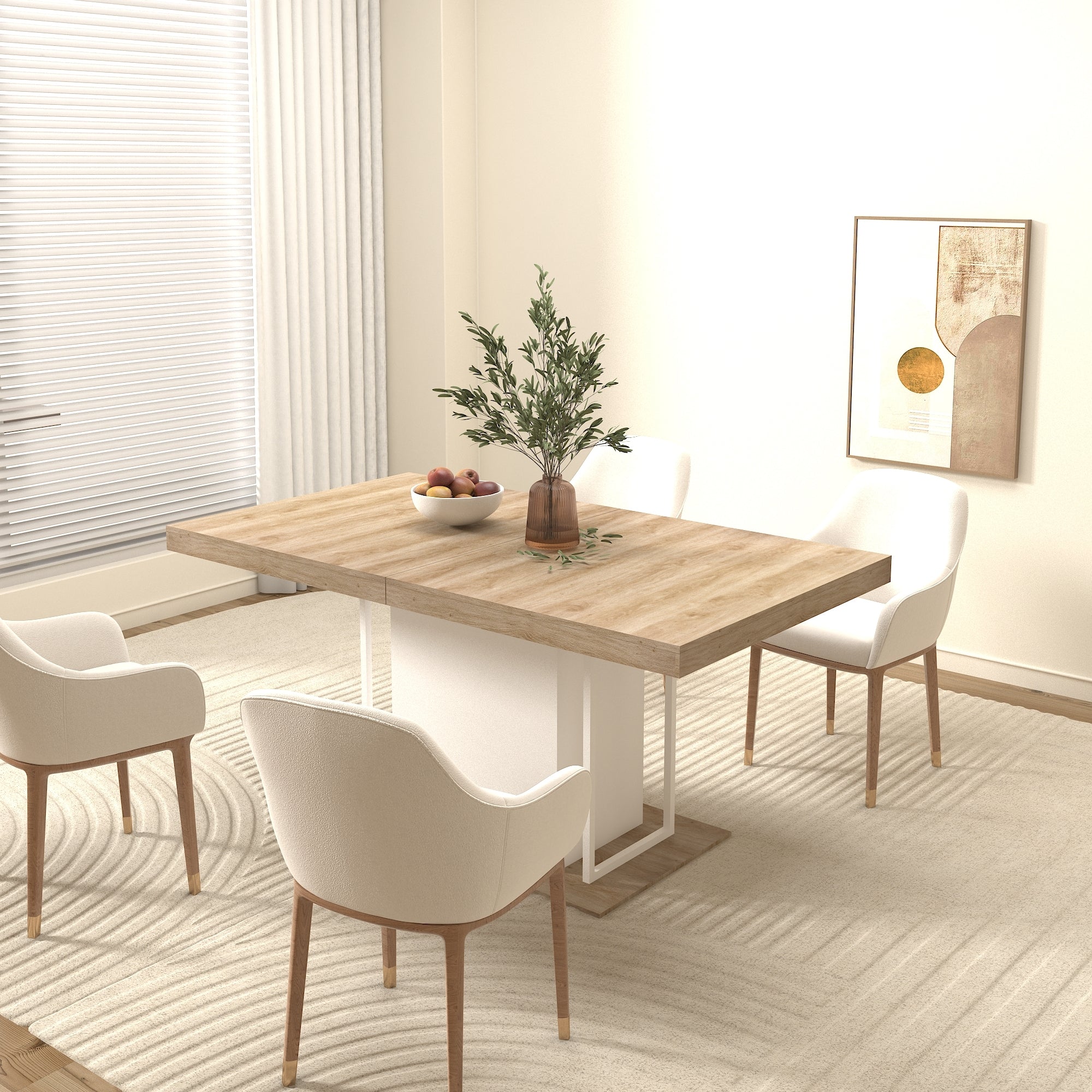 Rectangle extendable dining table for 6-10 people aged effect wood 160-200 cm - Grand Goldman Shop
