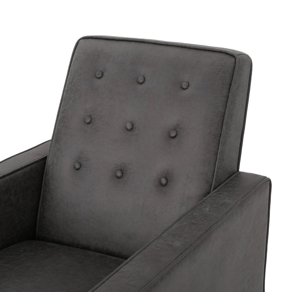 Macedonia Mid-Century Modern Button Tufted Fabric Recliner - Grand Goldman Shop