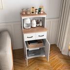 Wooden Kitchen Cabinet White Pantry Storage Microwave Cabinet with Storage Drawer - Grand Goldman Shop