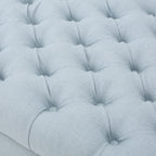 Contemporary Storage Ottoman with Rolled Arms and Button Tufting in Wheat Fabric, 50-inch - Grand Goldman Shop