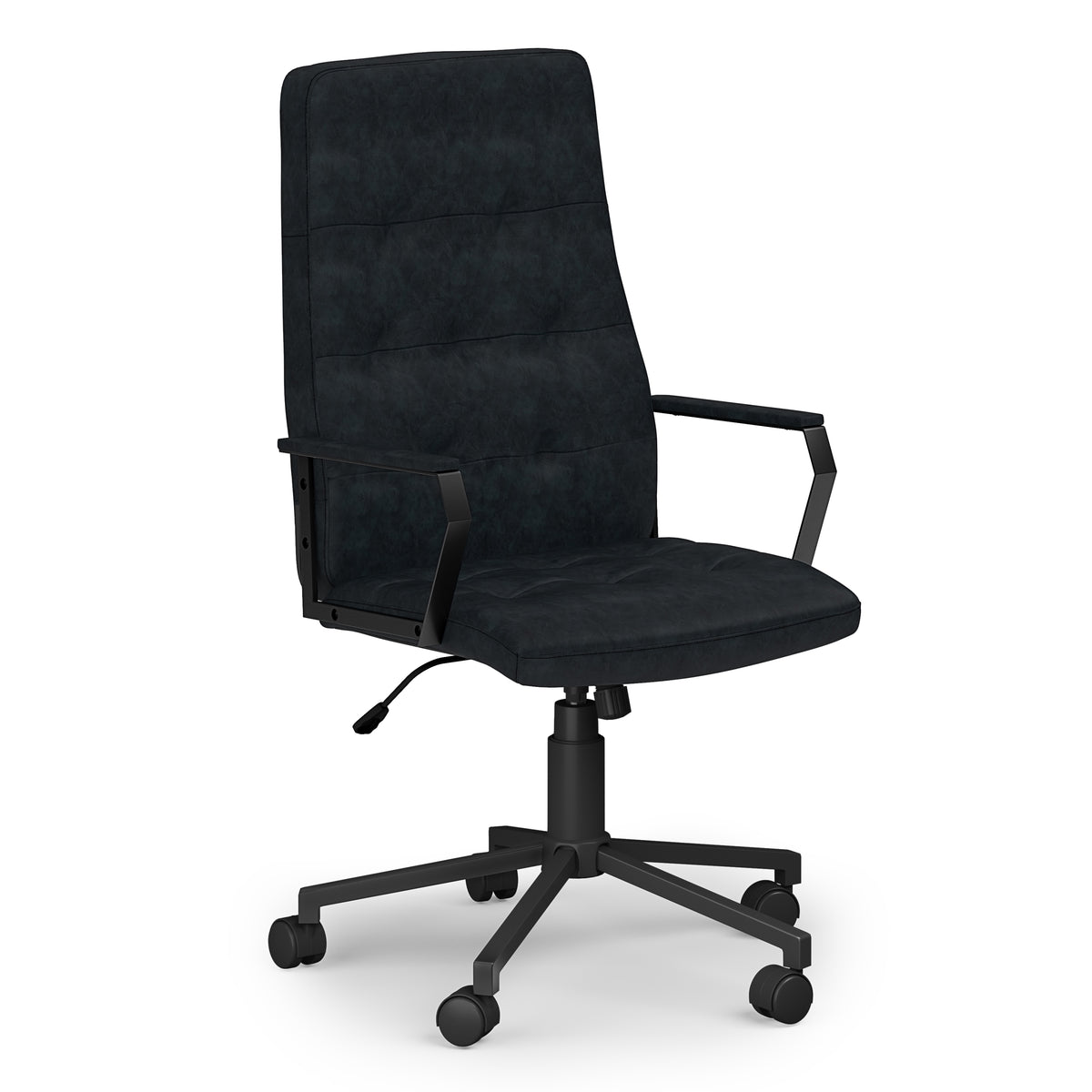 Foley Swivel Office Chair in Distressed Blue Faux Leather with Adjustable Height and 360-Degree Swivel | Premium Home Decor -
