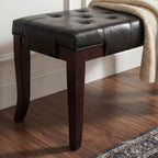 Linon Tufted Bench, Faux Leather, Espresso - Grand Goldman Shop