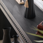 Modern Black Engineered Wood Console Table with Real Wood Bead Trim - Farmhouse Entryway Sofa Table for Living Room, Hallway - Grand Goldman Shop