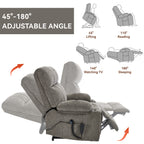 Brown Dual Motor Infinite Position Up to 350 LBS Chenille Power Lift Recliner Chair, Heavy Duty Motion Mechanism with 8-Point Vibration Massage and Lumbar Heating, Dual Cup Holders - Grand Goldman Shop