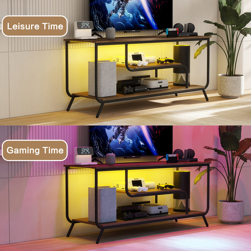 There are installation videos and scene videos. TV socket and LED light - TV stand TV up to 55 ', small unit modern TV console suitable for living room and bedroom, light grey - Grand Goldman Shop