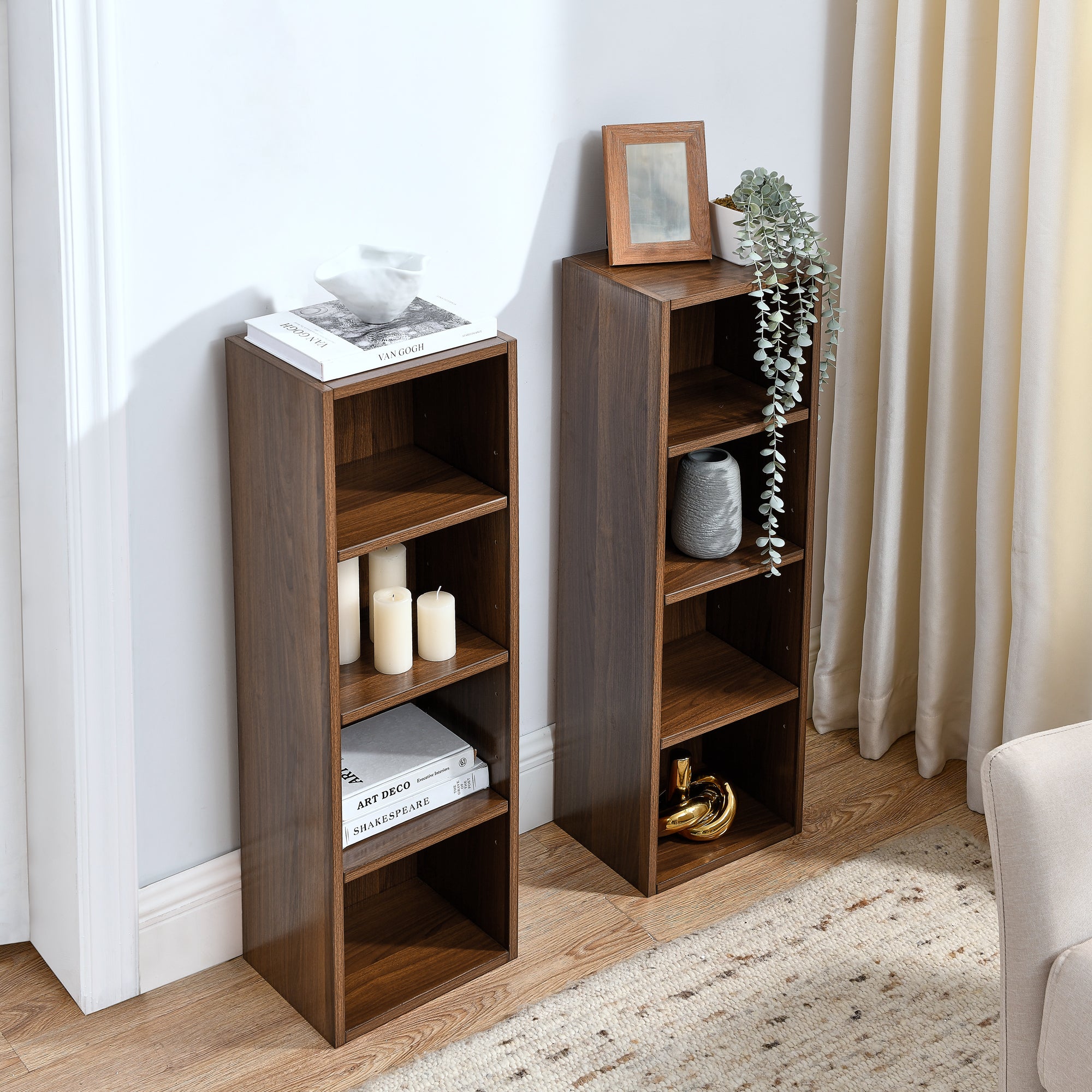 8-Tier Media Tower Rack, CD DVD Slim Storage Cabinet with Adjustable Shelves, Tall Narrow Bookcase Display Bookshelf for Home Office,Multi-functional double-decker bookcase - Grand Goldman Shop