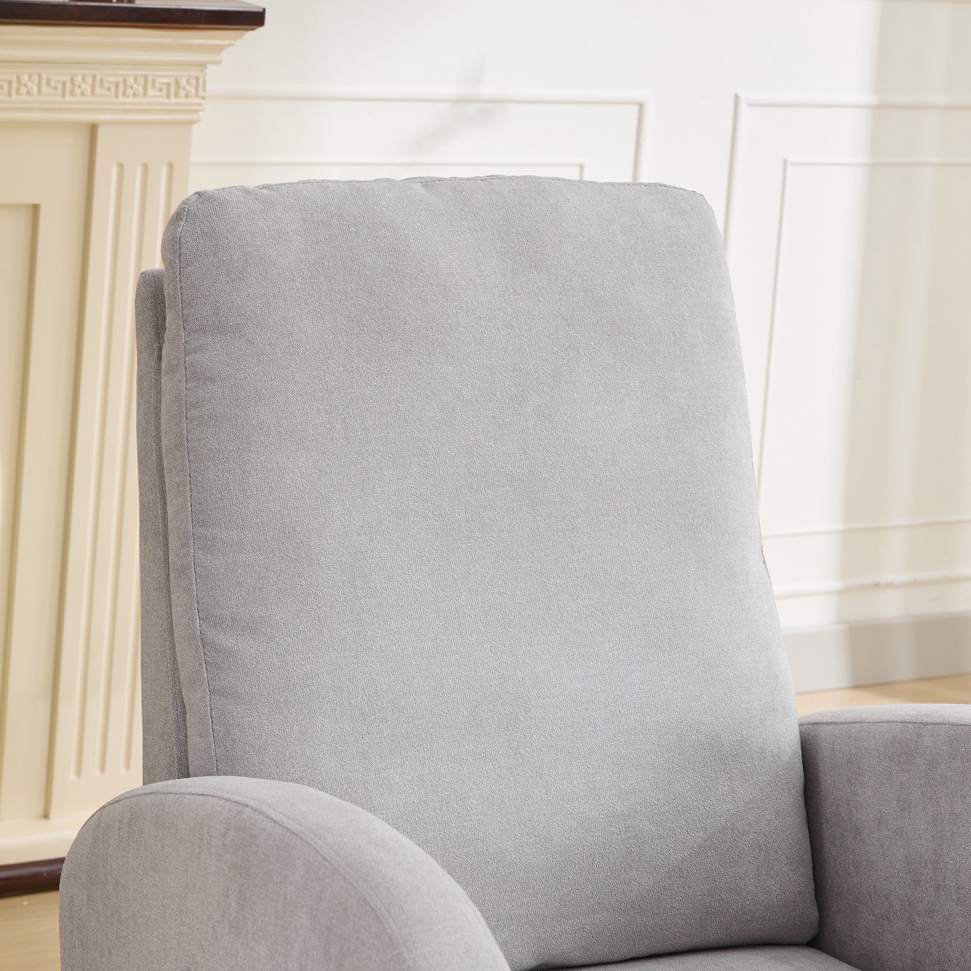 27.2'W Rocking Chair for Nursery, Polyester Glider Chair with High Back and Side Pocket, Rocking Accent Armchair with Rubber Wood Legs for Living Room/Bedroom.Light Gray - Grand Goldman Shop
