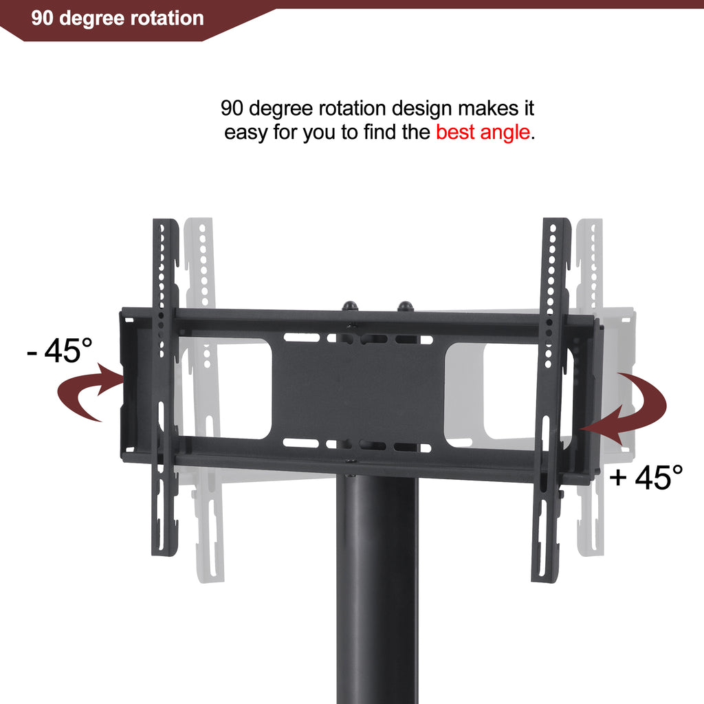 35.4 inch Black Multi-function TV Stand Height Adjustable Bracket Swivel 3-Tier - Grand Goldman Shop