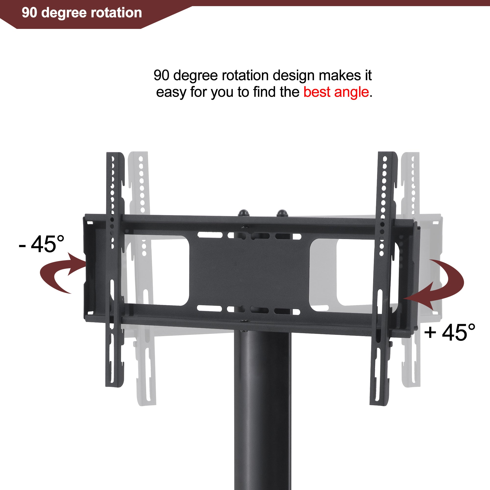 35.4 inch Black Multi-function TV Stand Height Adjustable Bracket Swivel 3-Tier - Grand Goldman Shop
