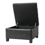 Black PU Storage Ottoman with Rubber Wood Legs, 30.25'' Square Tufted Indoor Ottoman with Lift-Top Storage for Living Room, Bedroom & Entryway,300lbs Weight Capacity - Grand Goldman Shop