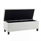 Indoor Textured Boucle White Storage Ottoman Bench - 50.98''L Upholstered Entryway Bench with Hidden Storage, 300lbs Weight Capacity for Living Room, Bedroom & Hallway - Grand Goldman Shop