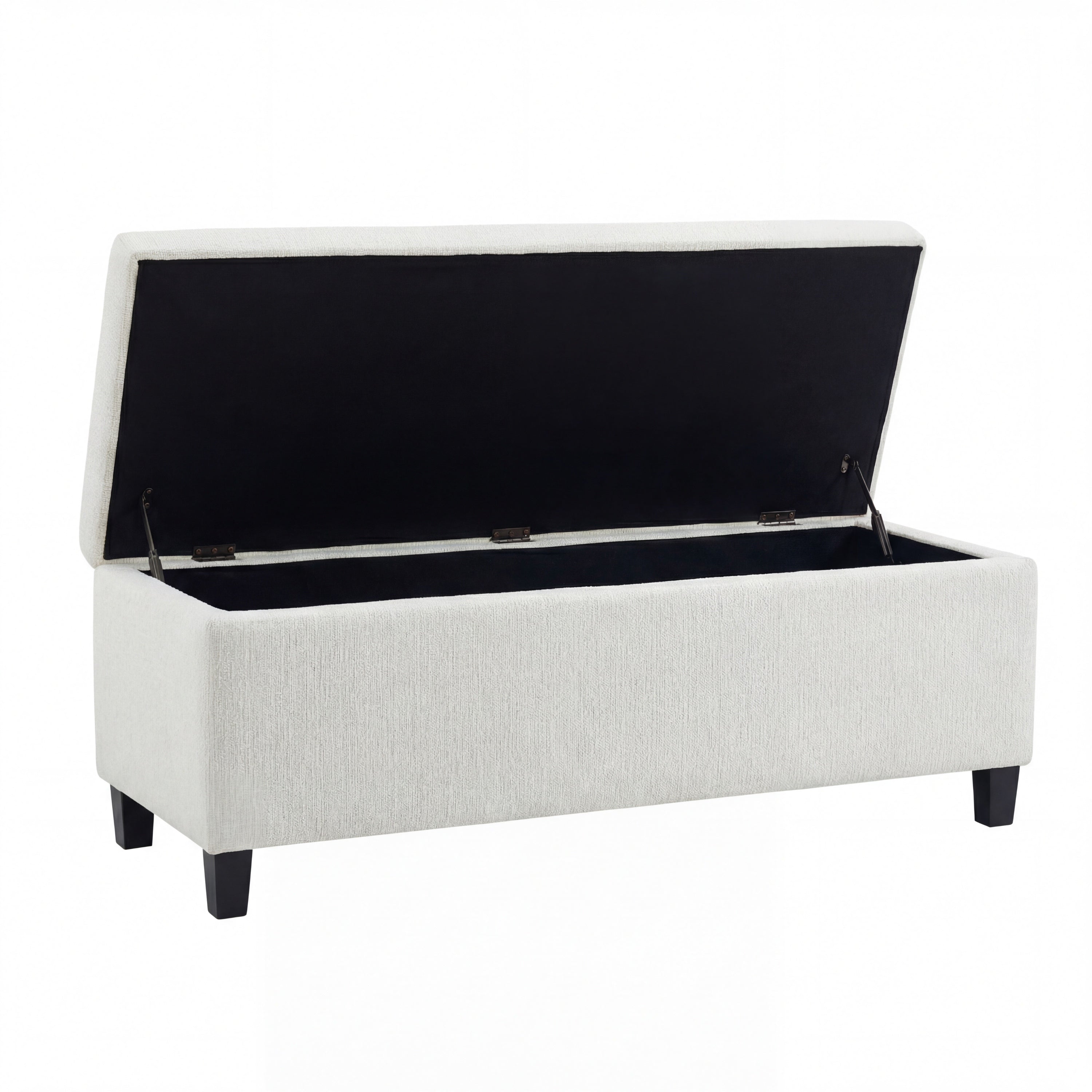 Indoor Textured Boucle White Storage Ottoman Bench - 50.98''L Upholstered Entryway Bench with Hidden Storage, 300lbs Weight Capacity for Living Room, Bedroom & Hallway - Grand Goldman Shop