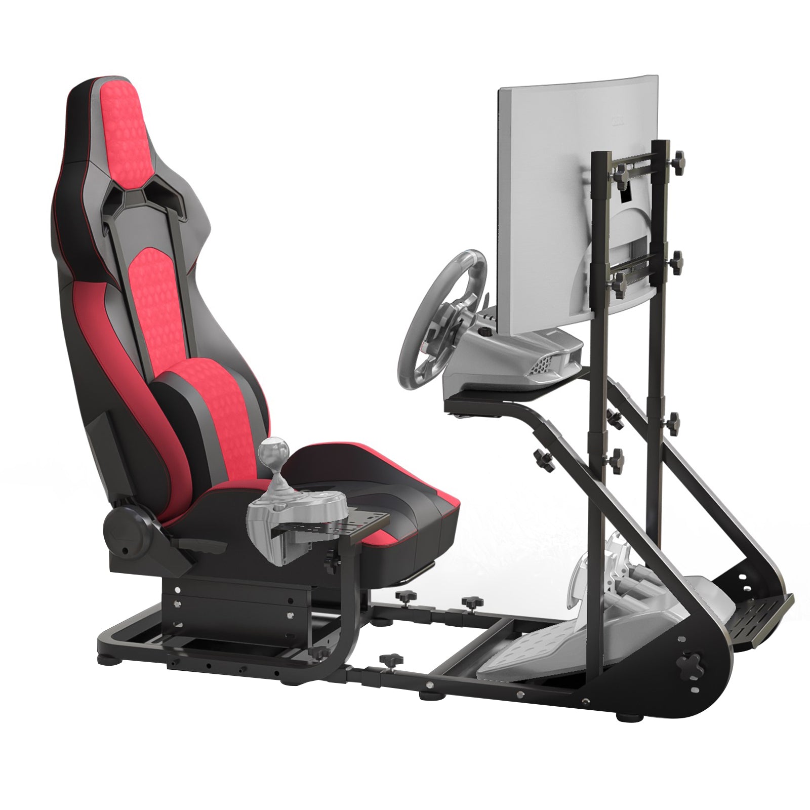 Enhanced and stable racing wheel cockpit, compatible with Fanatec, PXN, Thrustmaster, and Logitech adjustable driving simulat