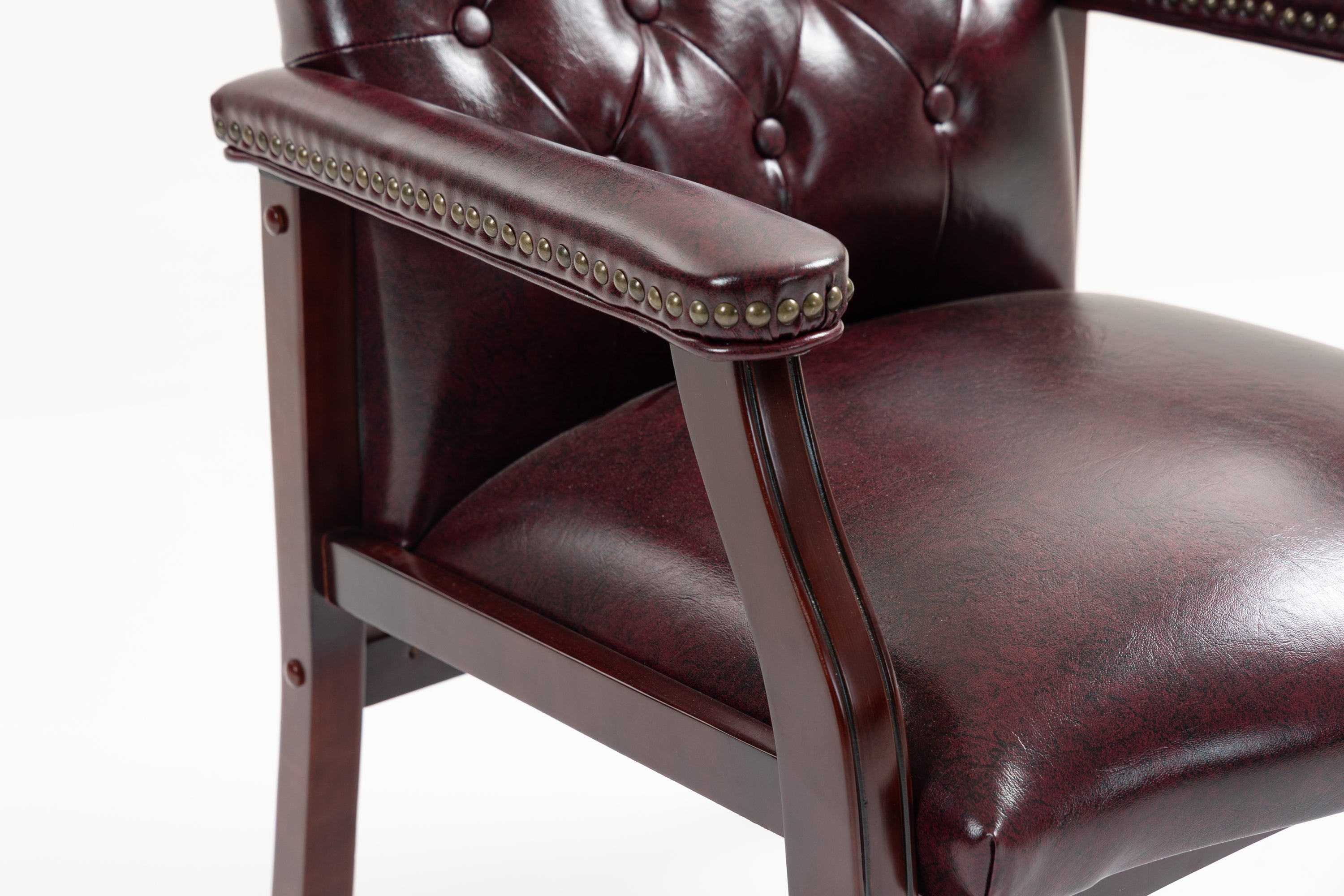 Leather Reception Guest Chairs  W/Padded Seat and Arms Ergonomic Mid-Back Office Executive Side Chair for Meeting Waiting Roo