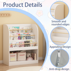 Kids Bookshelf with Open Storage, Front-Facing Children's Bookcase, Multi-Tier Wooden Book Display Shelf for Toddlers, Playro