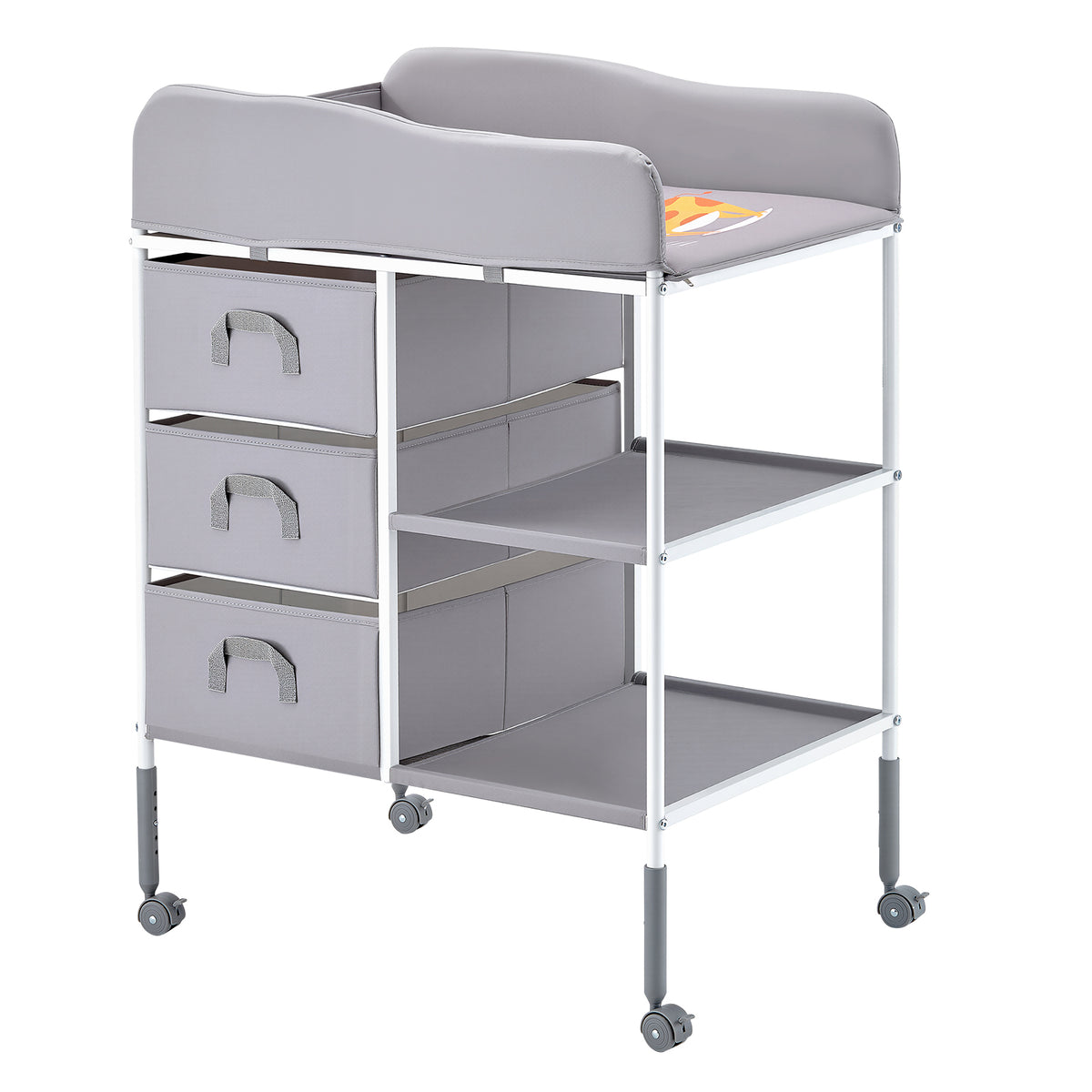 Baby Changing Table Portable Diaper Change Station with 3 Drawers & Wheels | Premium Home Decor - Grand Goldman