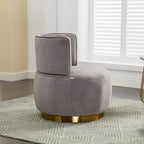 Swivel Barrel Chair, Round Armchairs with Fluffy Velvet, 360 Degree Swivel, Gray, 25.20'' x 25.59'' x 26.38'' - Grand Goldman Shop