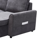 MGEA Modern modular L-shaped sofa bed with chaise longue, reversible sofa bed with pull-out bed and storage, 4-seat linen fabric convertible sofa for living room dark grey - Grand Goldman Shop