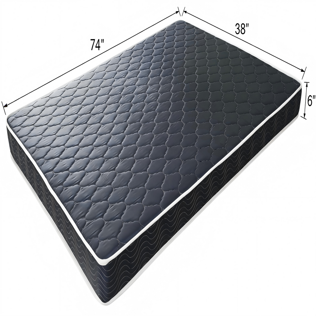 6 Inch Waterproof Foam Mattress, Navy Blue Quilted Breathable Fabric, Twin Size - Grand Goldman Shop