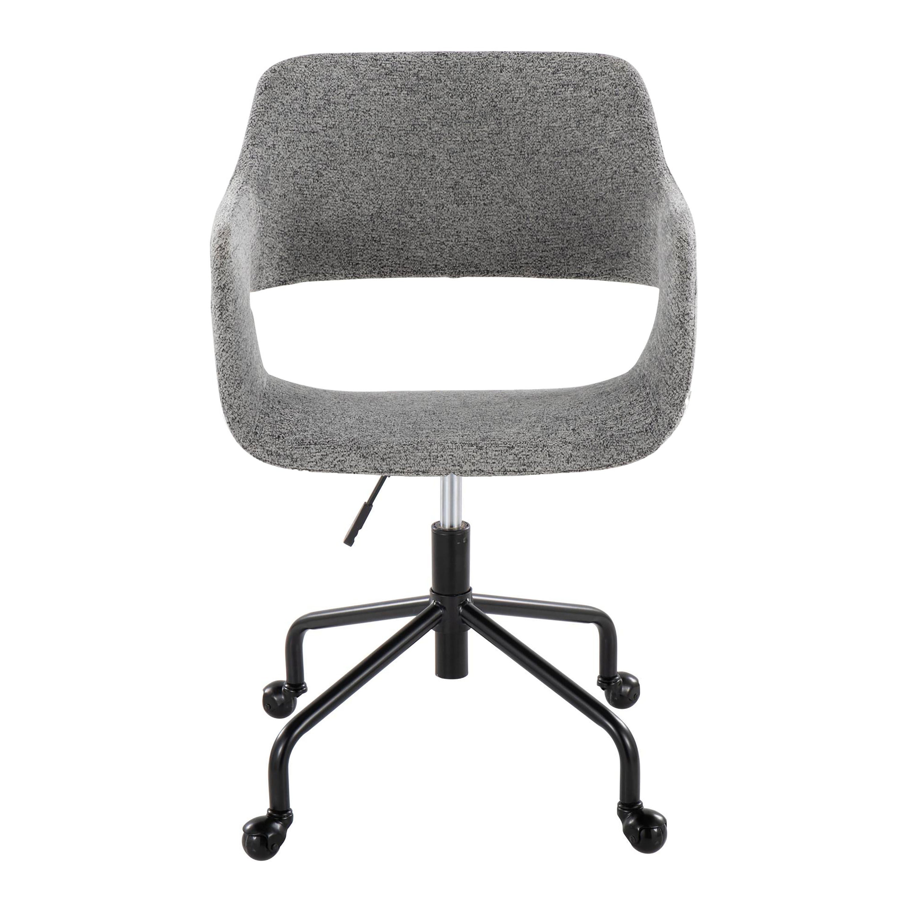 Contemporary Adjustable Office Chair in Black Metal and Grey Fabric - Grand Goldman