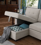 Upholstered Pull out Sectional Sofa with Chaise - Grand Goldman Shop