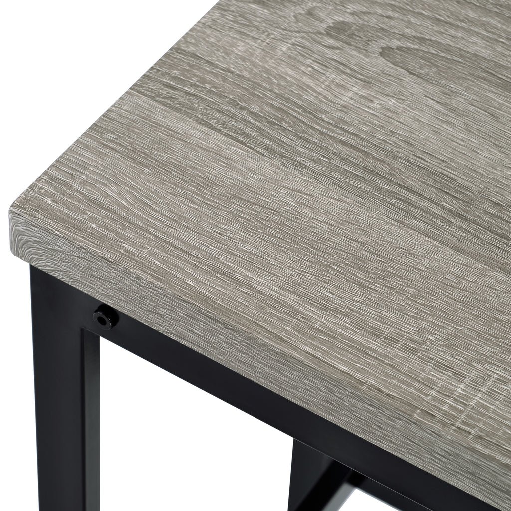 TOPMAX Counter Height Extra Long Dining Table Set with 3 Stools Pub Kitchen Set Side Table with Footrest, Gray - Grand Goldman Shop