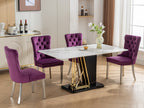 Nikki Collection Modern, High-end Tufted Solid Wood Contemporary Velvet Upholstered Dining Chair with Chrome Stainless Steel Plating Legs,Nailhead Trim,Set of 2,Purple and Chrome, SW1701PP - Grand Goldman Shop