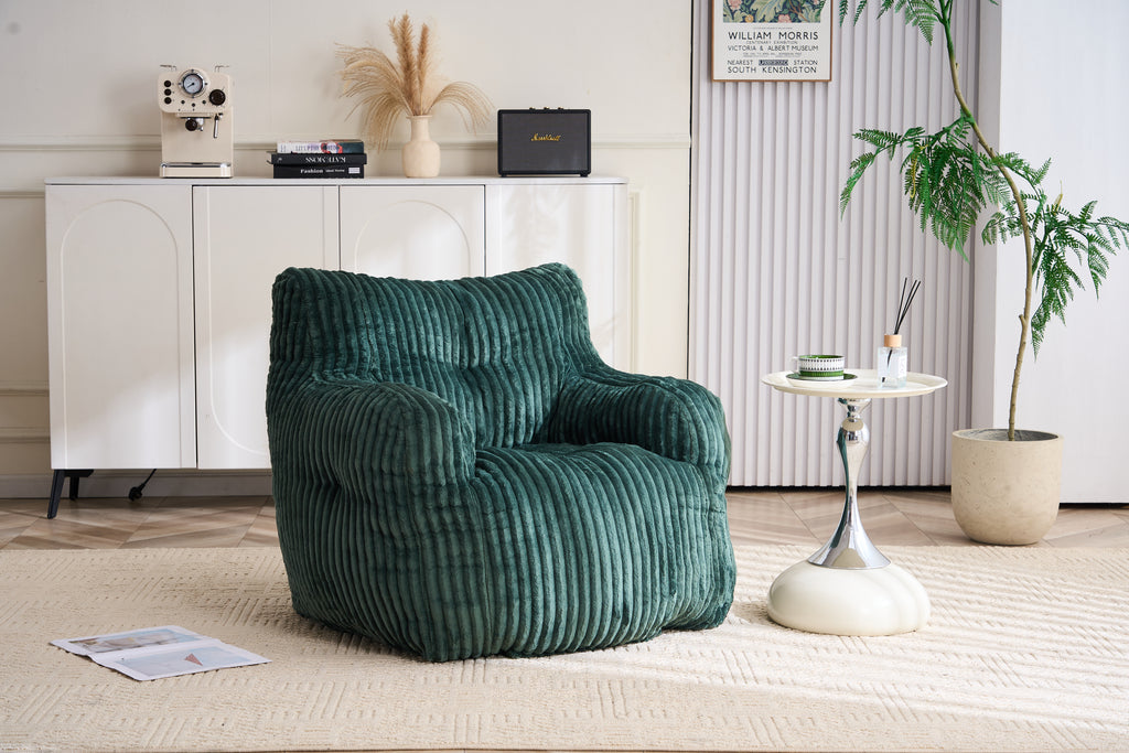 010-Soft Fluffy Corduroy Fabric Bean Bag Chair Filled With Memory Sponge,Green - Grand Goldman Shop