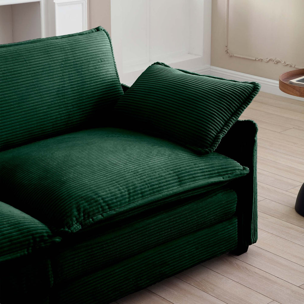 Ottoman Footstool in Corduroy Fabric, Can be Used with 2 Seater Sofas, 3 Seater Sofas and 4 Seater Sofas,Green Corduroy Fabric - Grand Goldman Shop