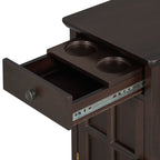 U-Can Classic Vintage Livingroom End Table Side Table with USB Ports and One Multifunctional Drawer with cup holders, Antique Espresso (Old SKU: WF296294AAP) - Grand Goldman Shop